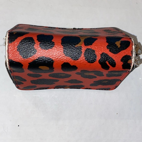 Coach Small Double Zip Around Closure Animal Print Red & Black Card Coin Case - Picture 5 of 9